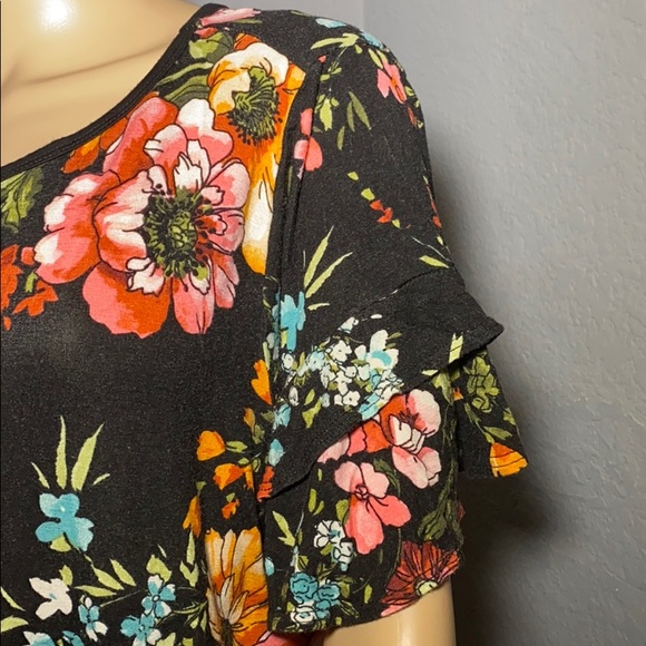Cool Melon Black Floral Blouse 2XL - Picture 3 of 7